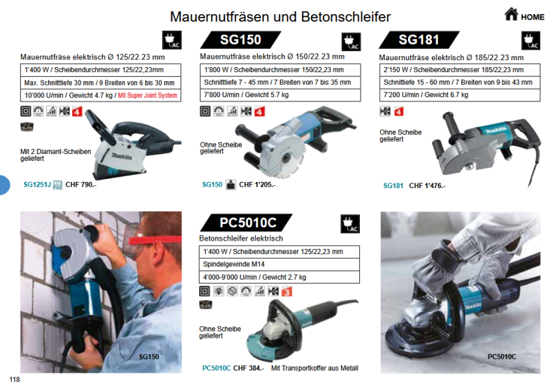 34. Makita Mauernutfräser / Stein Trenner und Schleifer
